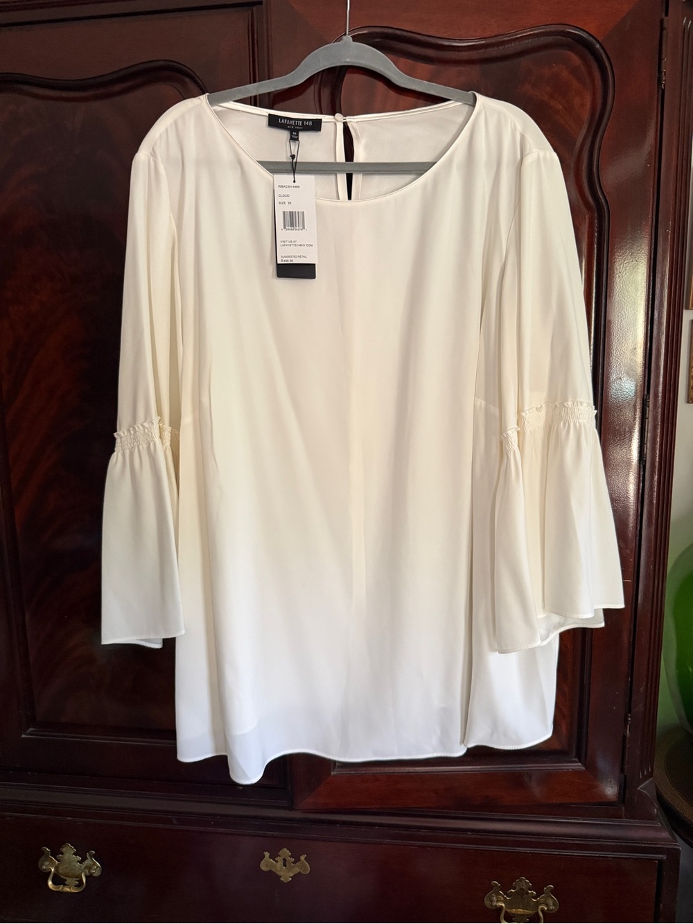 Lafayette 148 New York Women’s Cream Bell Godet Sleeve Silk Blouse Size 3X NWT